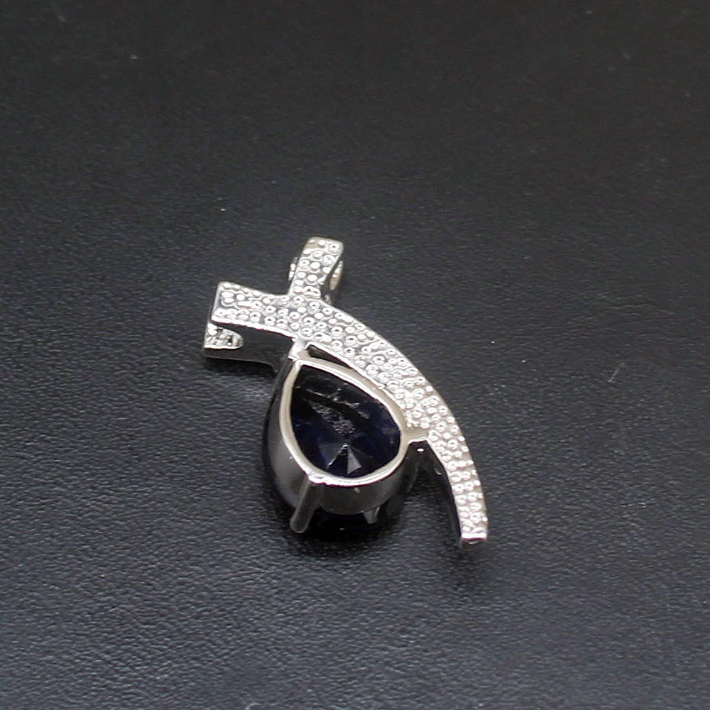 Gemstonefactory Jewelry Big Promotion 925 Silver Teardrop Sapphire White Opal Women Ladies Gifts Necklace Pendant 20214535