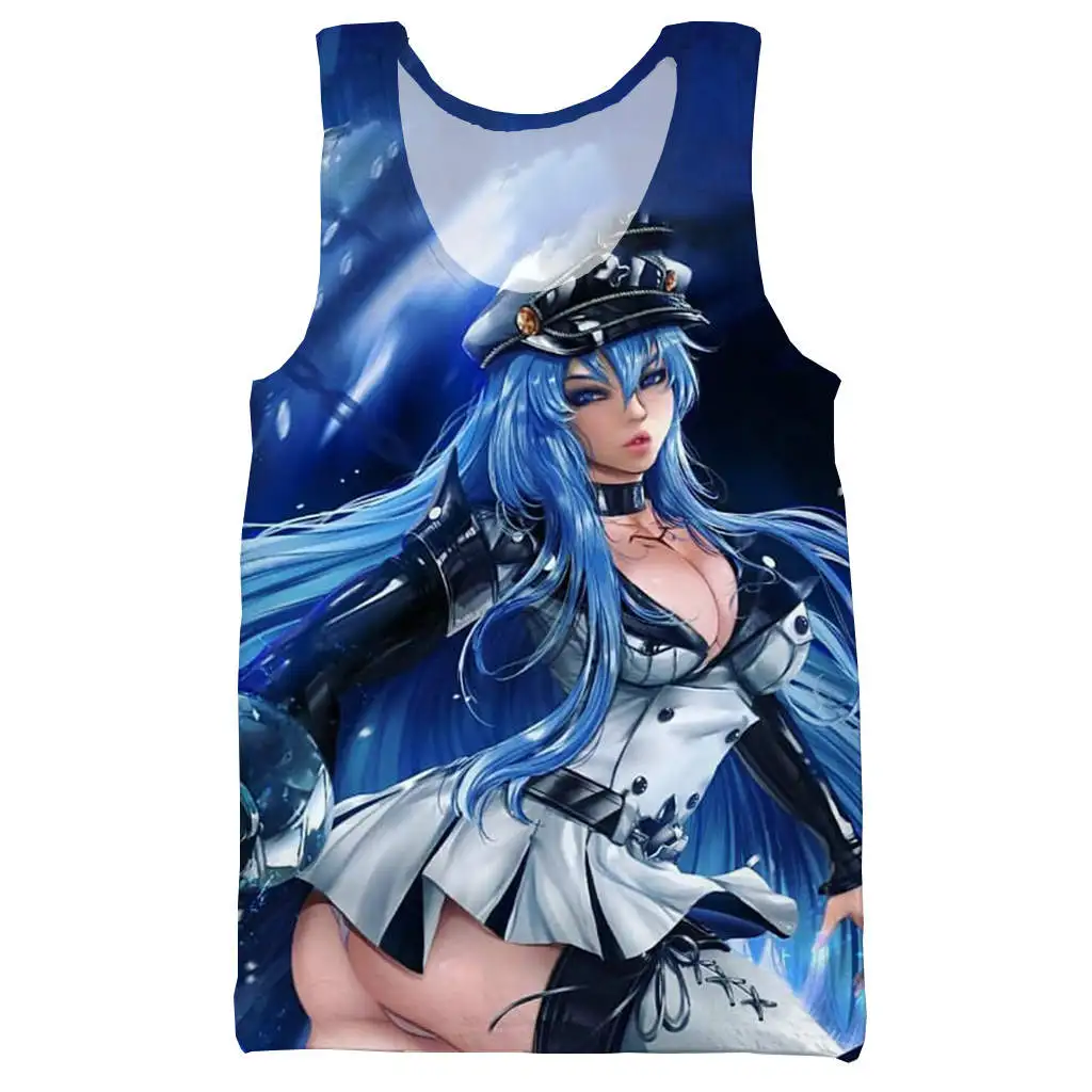 Убийца Акаме esdeath 3D Печатный Топ на бретелях для мужчин модный летний топ на бретелях для работы Мужские Женские топы на бретельках