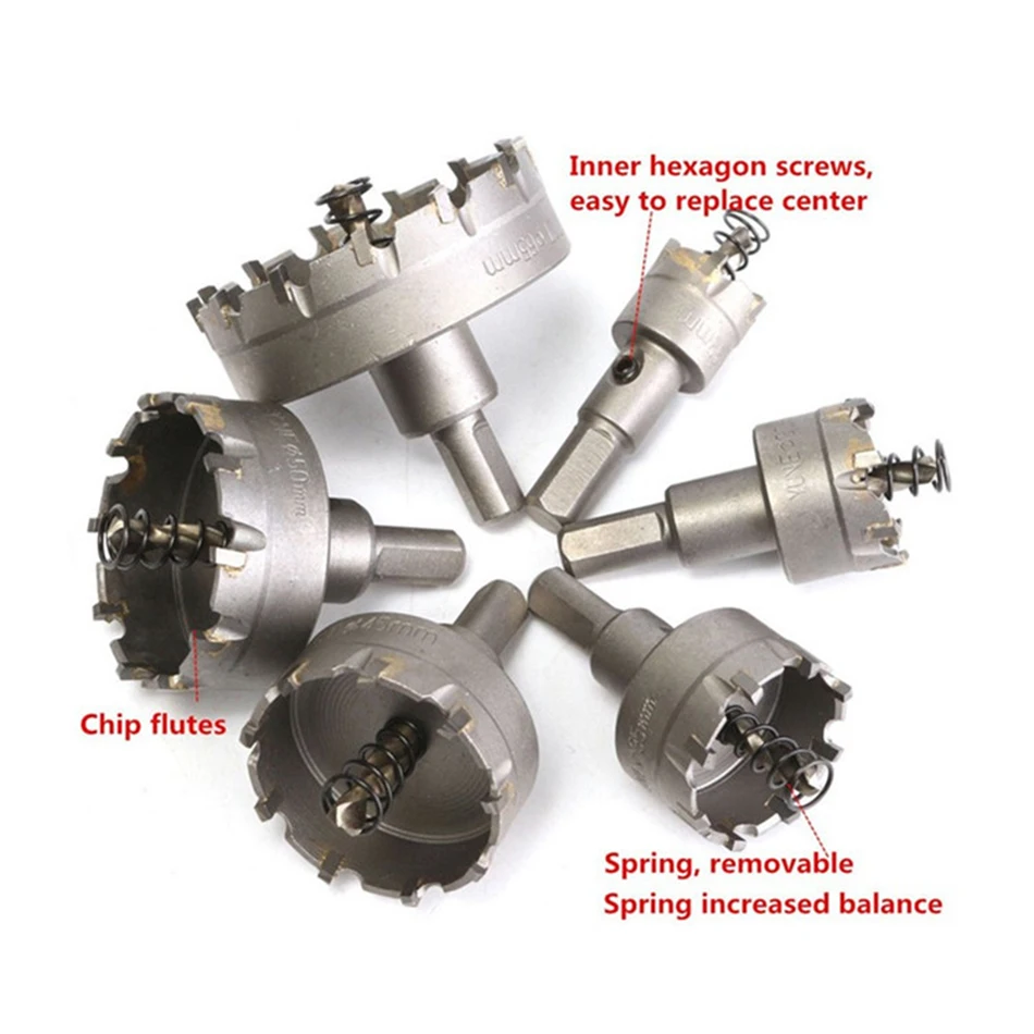 Цементированный карбид открывалка металлический расширитель 6 шт. набор сверл из нержавеющей стали 22-65 мм