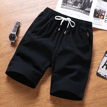 

Men's cotton five-point shorts lace solid color new men