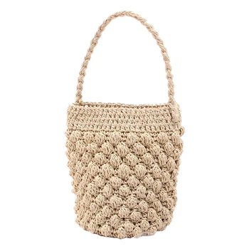 

Female Rattan Bag Seaside Vacation Beach Bag Bucket Bag Portable Woven Bag