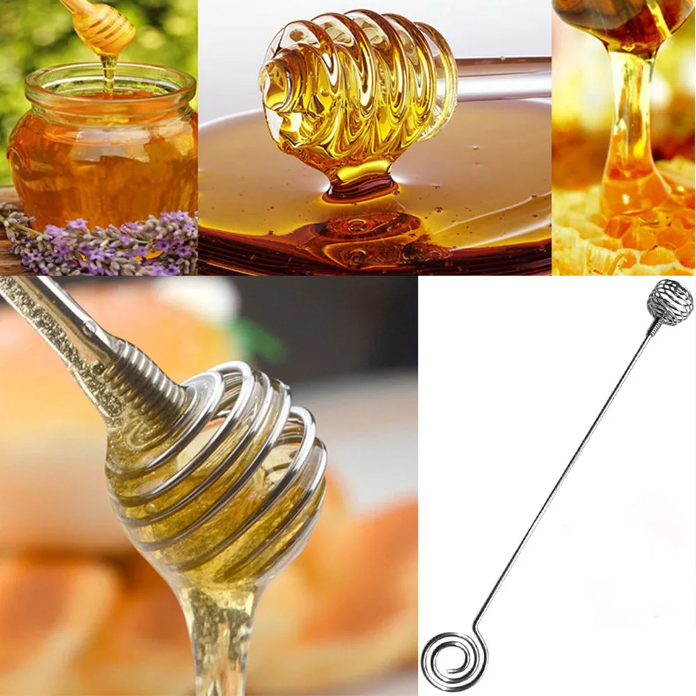 

Stainless steel Honey Dipper Stirring Stick Rod Spoon Dip Drizzler Server Honey Kitchen Tools Cuchara