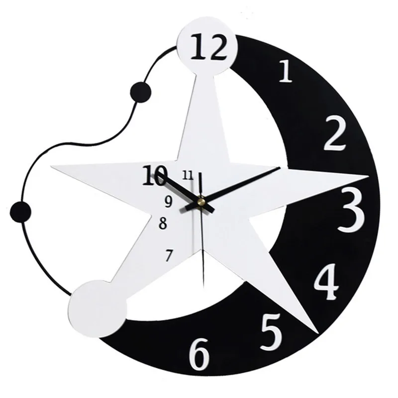 272-wall clock Современный минималистичный дизайн, звезды и луна, настенные часы для гостиной, европейский стиль, деревянные часы для дома, декоративные художественные настенные вешалки - Цвет: 272-wall clock