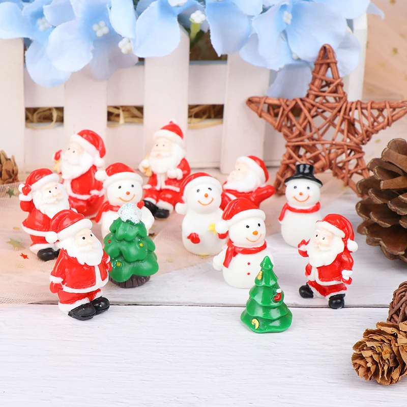 Santa Claus Snowman Tree Garden Figurines Home Decoration Micro Landscape Model Mini Resin DIY Miniature Christmas Decoration