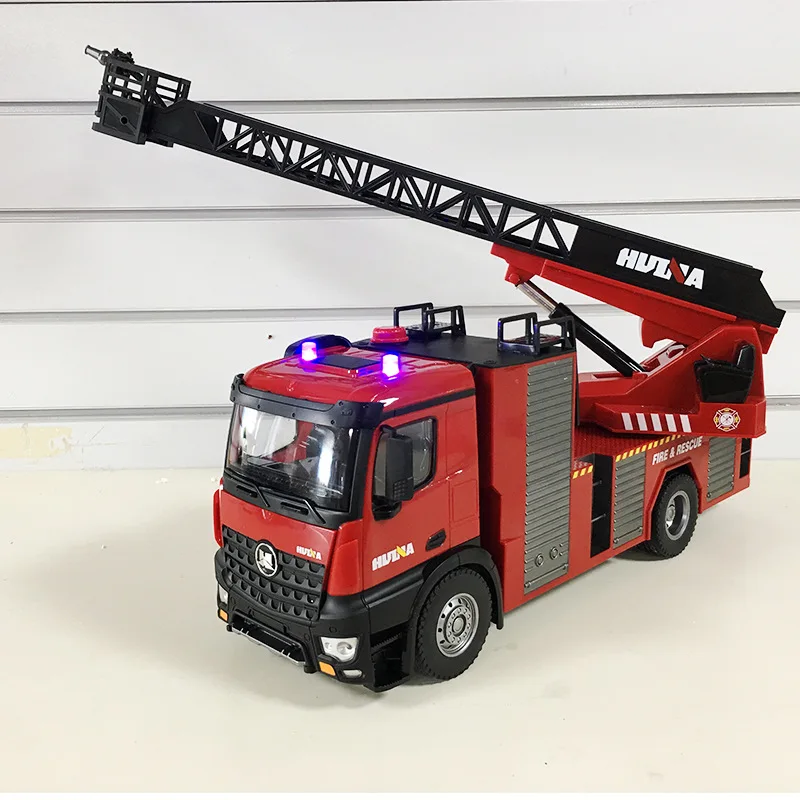 22-CH Simulation Ladder Fire Truck One Key Spray Water 270 Degree Rotation Console Liftable Ladder 40Mins Sound And Light RC Toy 5