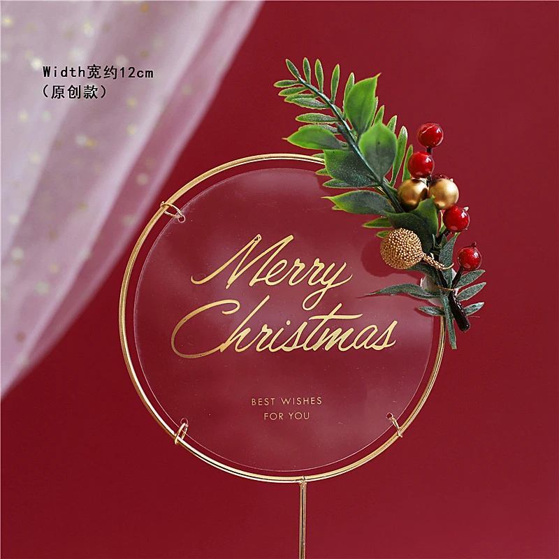 Merry Christmas Cake Topper for Kid Baby Shower Party Baking Decor Flower Leaves Deer Tree Dessert Supplies Love gifts