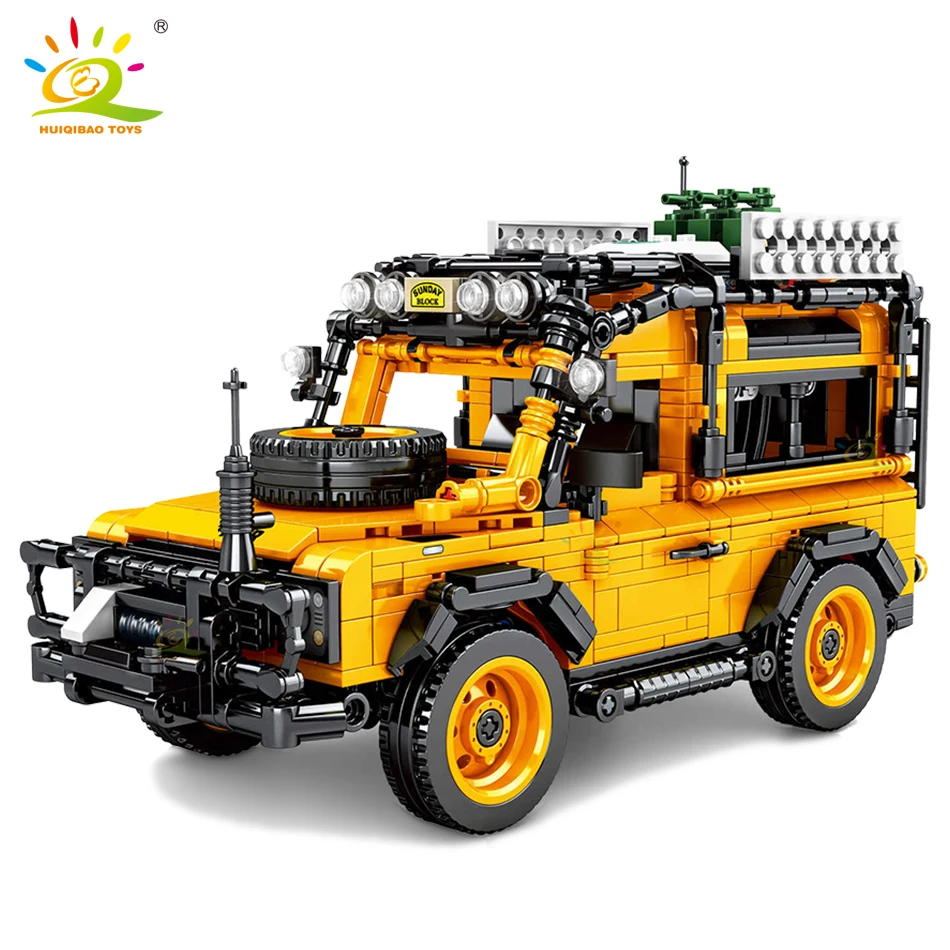 HUIQIBAO 1053pcs Off-Road Vehicle Technical Building Blocks Pull Back Car Truck Brick Set Creative City Children Toys For Boy