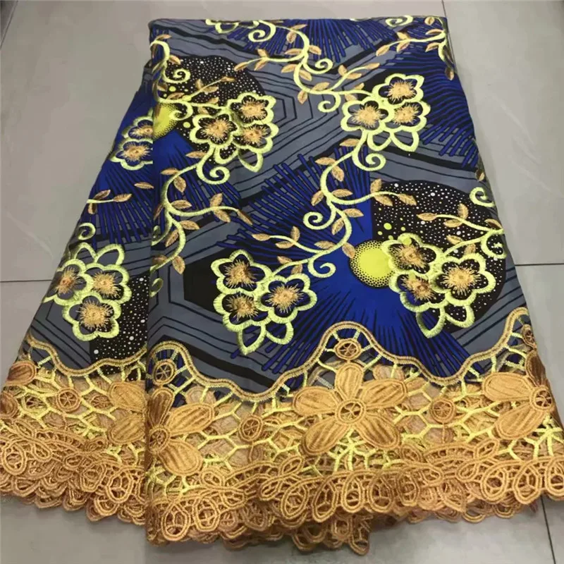 Популярный дизайн модное хлопок водорастворимые кружева ткани смесь Анкара воск вышивка Африка воск кружевная ткань для платья! AE-3679