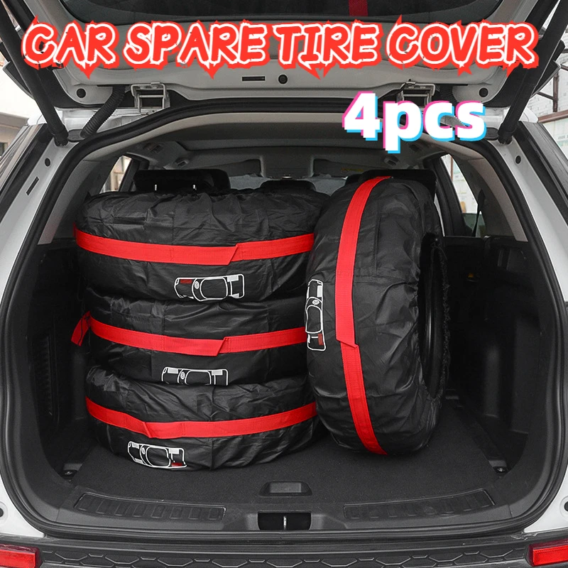 4pcs S/l Waterproof Car Spare Tire Cover Case Polyester Tires Storage