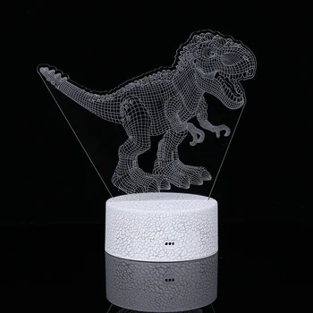 

3D Dinosaur Night Light Stereo Lamp Bedside Lamp Switch Desk Lamp for Bedroom (Crack Touch + Remote Controller + No Dry Battery)