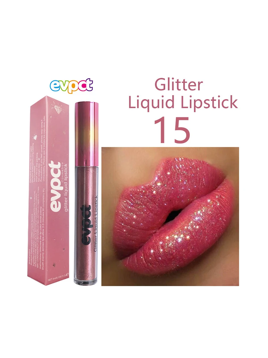 15 Color Shimmer Diamond Lip Gloss Matte Glitter Waterproof Liquid Lipstick Long Lasting Moisturizing Velvet Lipgloss Lip Makeup