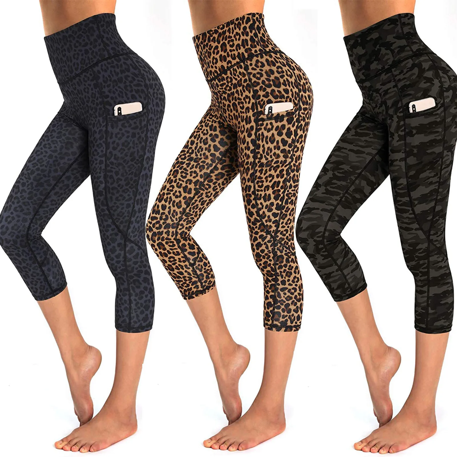 Sexy Women Legging Leopard Printing Fitness Leggins Fashion Camouflage Leggins High Waist Pants Stretch Cropped Short Pants#G3 1