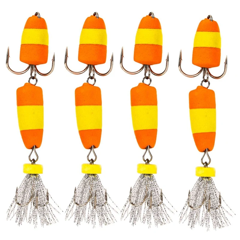 Fishing Lure 4 Pcs Bass Jig Swivel Soft Lure 9cm 3.4G Floats Fishing InsectBait Swim Baits Minnow P