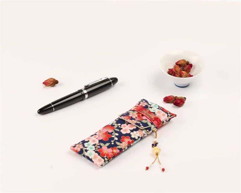 Blue Japanese Style Cherry Blossoms Pattern Handmade Pen Bags Storage Cover Case Pouch Unisex New Year Gifts 1pcs |