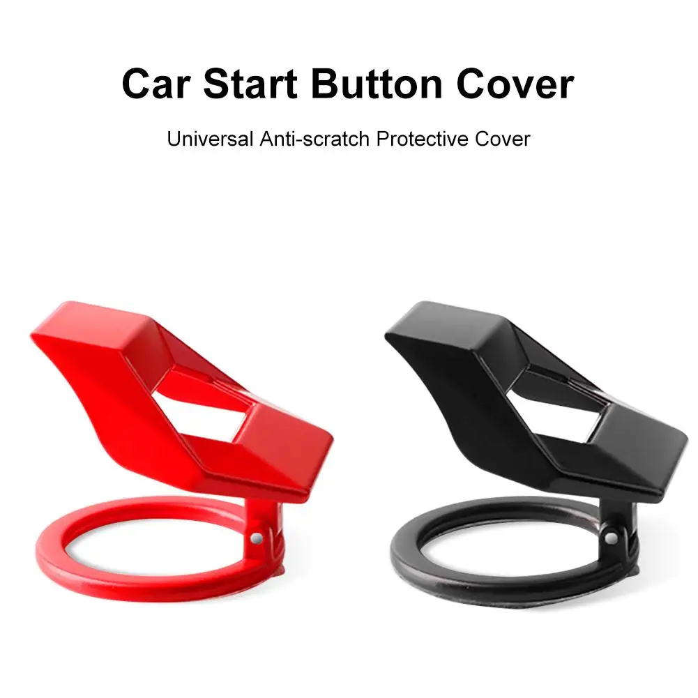 Universal Car Engine Start Stop Switch Button Cover,180/° Flip Anti-Scratch Auto Engine Start Stop Switch Protective Cap Black