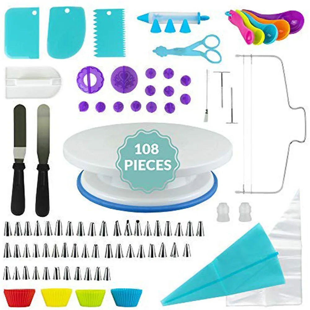 

108pcs Pastry Nozzles Cake stand Pastry Bag Converter Cleaning Brush Baking Tools Cake Decorating Tips Set