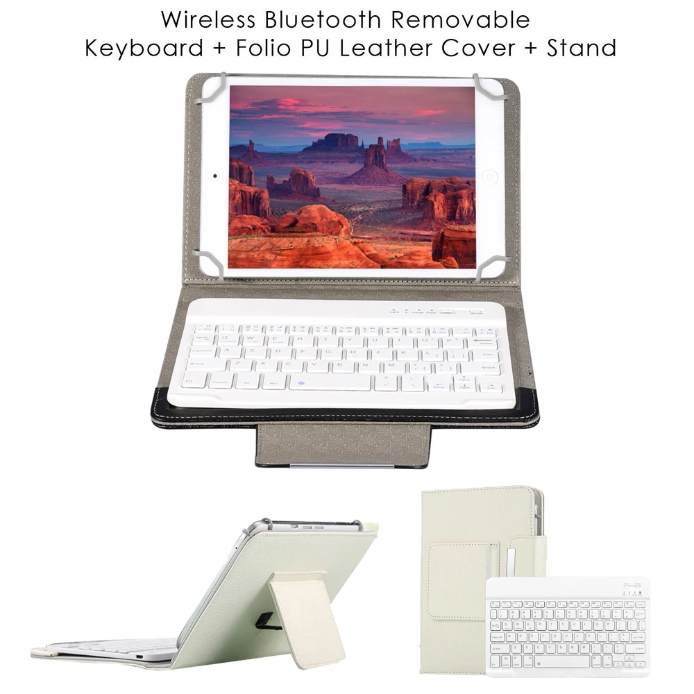 Universal Wireless Bluetooth Keyboard with Detachable Magnetic Leather Case