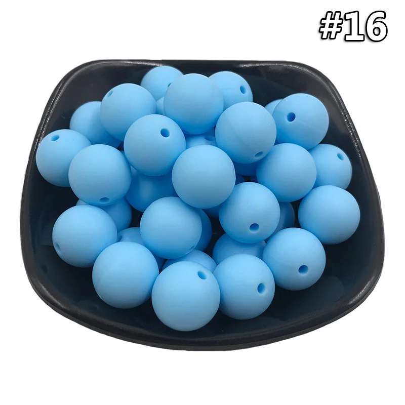 5PCS Beads 16 5 шт. круглые силиконовые бусы 19 мм Пищевой бисер для ожерелья Прорезыватели для зубов DIY Подвеска для детей ожерелье силикон Прорезыватель подарок - Цвет: 5PCS Beads 16
