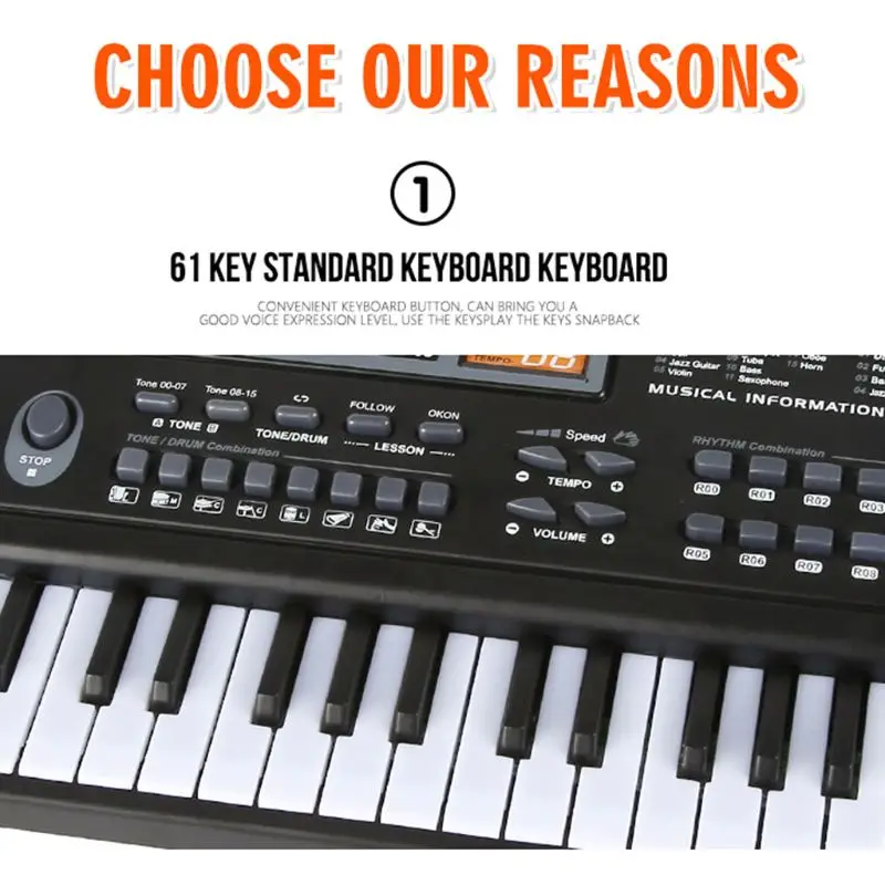 61 Ключ музыкальная электронная клавиатура цифровое пианино орган с микрофоном электронная клавиатура