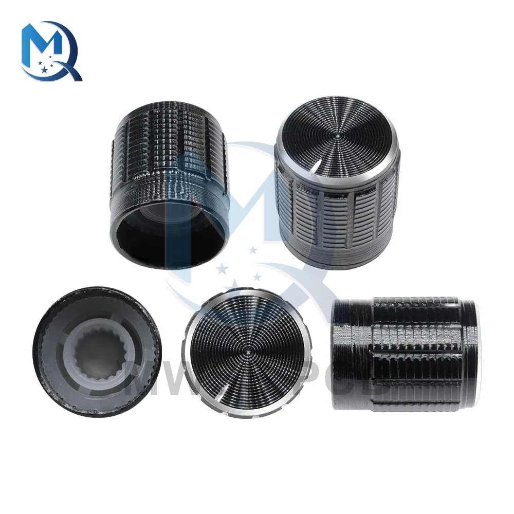 Potentiometer Knobs 10PCS/Lot 6MM Black Metal Volume Control Knobs Switch For Knurled Shaft Insert Potentiometer Knob Diameter 15mm x 16.5mm Height