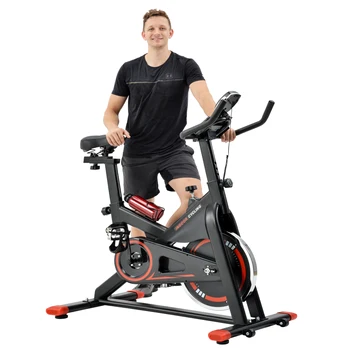 

Chromed Flywheel, Silent Belt Drive Indoor Cycle Bike with Leather Resistance Pad