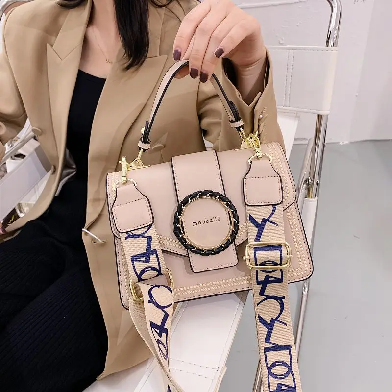 

Classic New Thread Flap Tote Handbag with Lock Women's PU Leather Wide Shoulder Bag Retro Female Messenger Crossbody Bags Bulsos