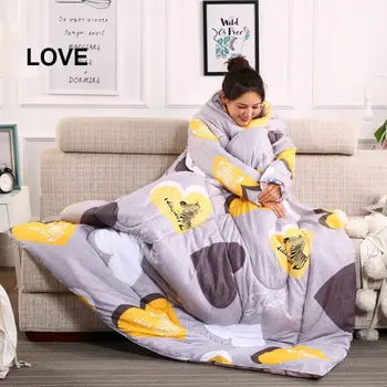 

New Hot Lazy Wearable Sleeping Quilt Blanket with Sleeves Thick Warm Winter Home Bedding SMD66