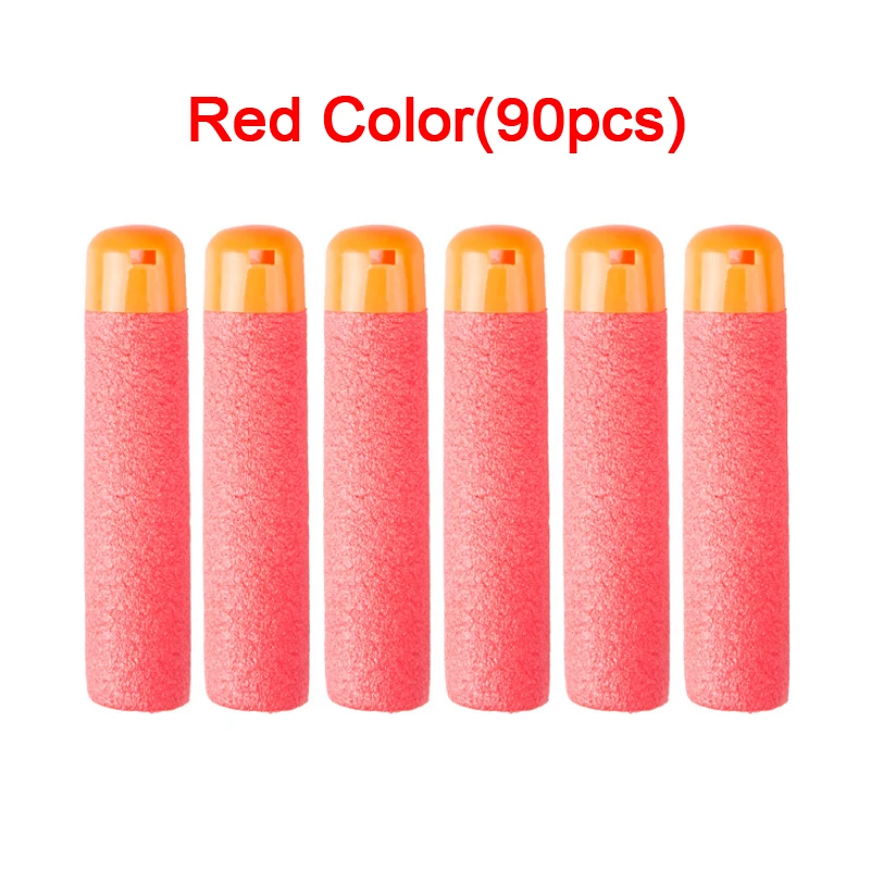 90 шт./лот, 9,5x2 см, для NERF, мягкие дротики, пули для N-Strike, детские игрушки, пистолет, пули со свистком, звук, мягкая голова драта - Цвет: Red(with foam box)