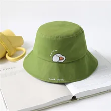 Всесезонная мягкая Рыбацкая шляпа с Круглым Верхом для девочек, японская маленькая свежая шапка для отдыха с милым рисунком утки, шляпа от солнца для улицы