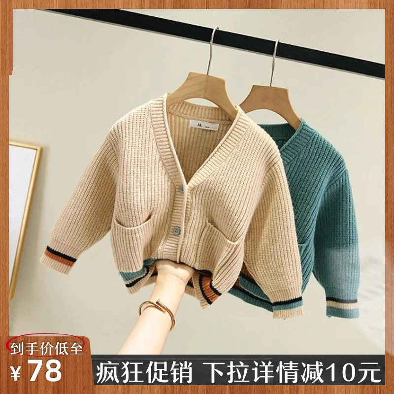 

Men And Women Baby Sweater Cardigan Small CHILDREN'S Korean-style Western Style Coat Children Early Autumn Knitted BOY'S Girls 2