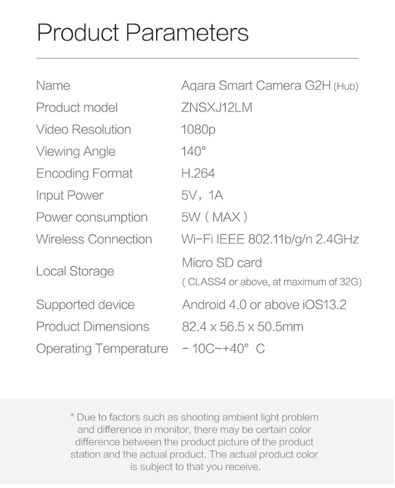 Original Aqara G2H Smart Camera 1080P Night Vision Mobile For Apple HomeKit APP Monitoring G2H Zigbee Smart Home Security Camera