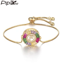 Pipitree Multi Cubic Zirconia 26 Алфавит браслеты с буквами для женщин цепь влюбленных звено A-Z начальный Шарм Браслет Свадебные украшения