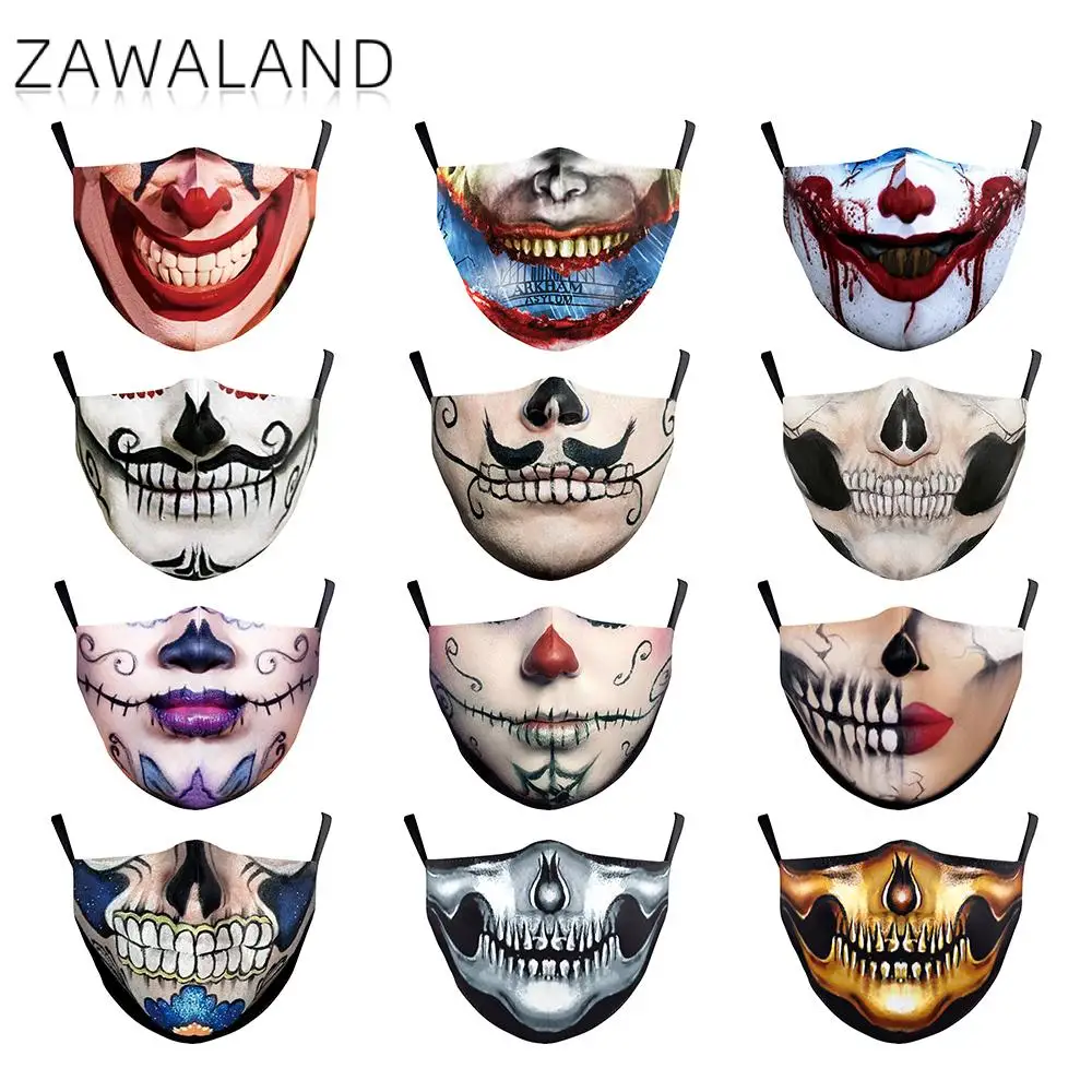 Adulto criança palhaço coringa máscaras lavável tecido máscara protetora reutilizável máscara anti-poeira boca caps máscara com 2 filtros dropship