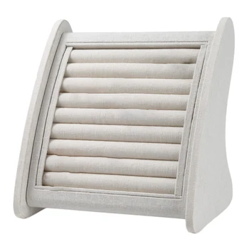 

Wood Linen Jewelry Display Bracelets Rings Storage Stand Holder Jewelry Rack