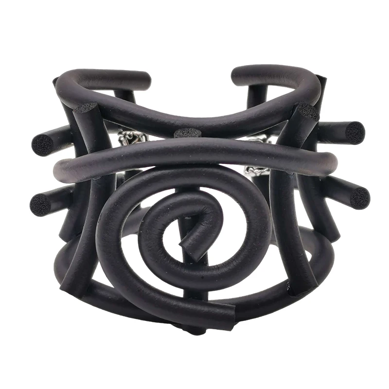Bangle Bracelet Chain Bracelet UK Punk Bangles For Women Charm Bracelet Handmade Jewelry Black Chain Gothic Bracelet Adjustable Chains Rubber Jewellery