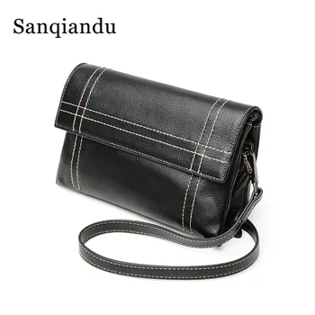 

100% Genuine Leather Female Shoulder Bags Women Crossbody Bag 2019 Fashion Messenger Bag Small Flap for Lady Cluth Evening Bag