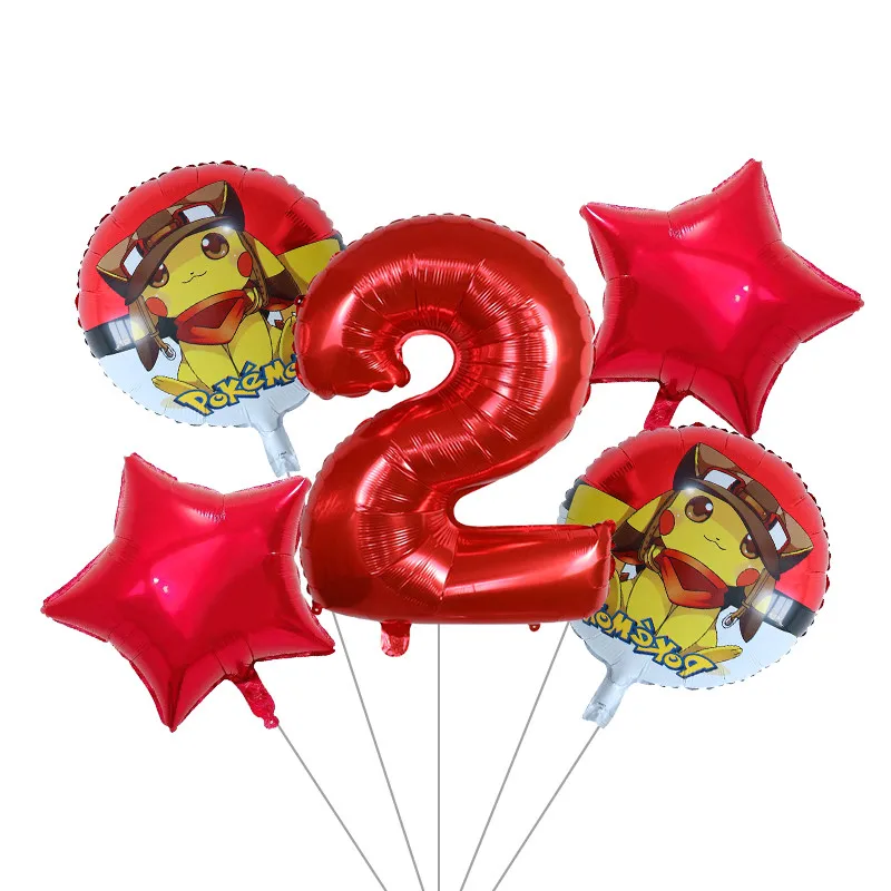 5 шт./лот 30 дюймов номер шар мультфильм Покемон Пикачу фольгированные шары Детские 1-й День рождения украшения для детских игрушек воздушные шары