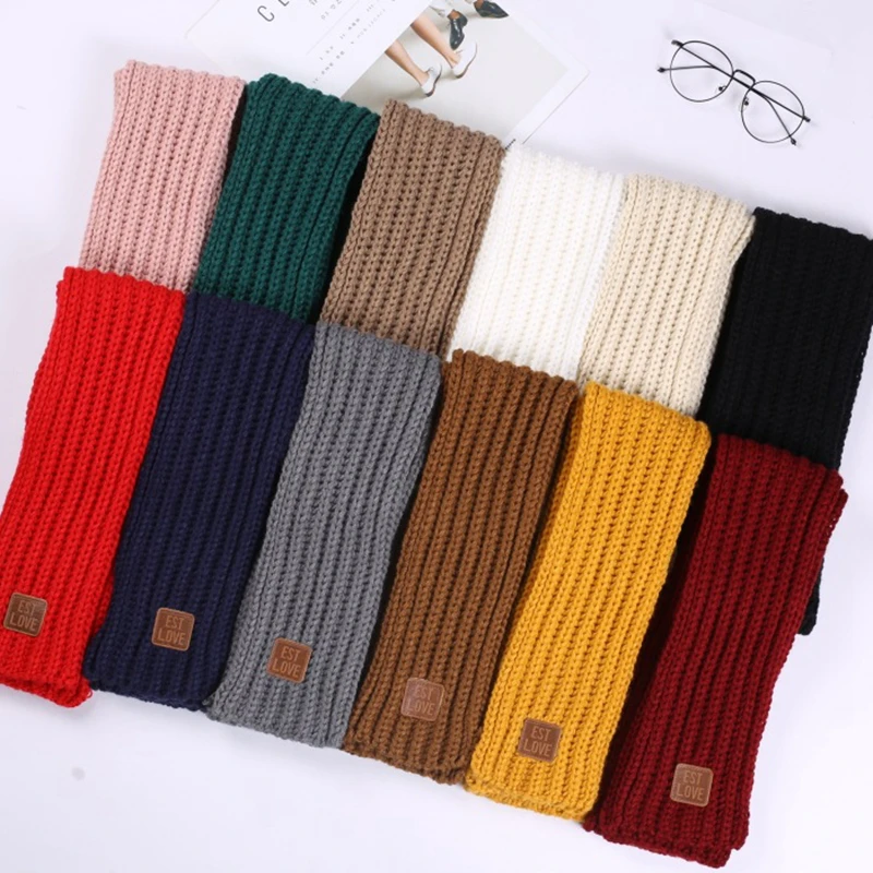 Baby Scarf Ear Warmer for Children Autumn Winter Scarves Woolen Knitted Girls Boy Solid Color Neck Wrap Kids Accessories