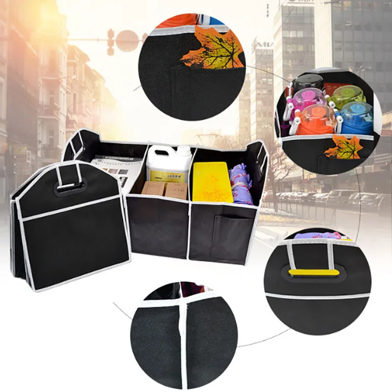 

Car Trunk Organizer Collapsible Multi-Pocket Organizer Large Capacity Cargo Food Tool Storage Bag Box Car Stowing Tidying