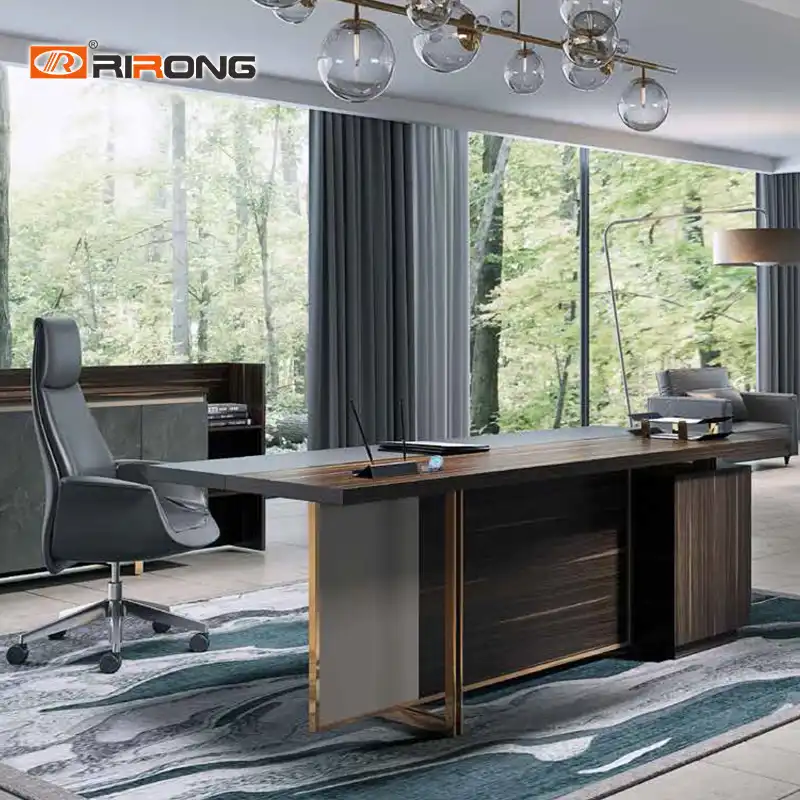 2m Ich Formigen Holz Lange Moderne Minimalistischen Hause Buro Mobel Gold Executive Manager Computer Tisch Schreibtisch Mit Schubladen Aliexpress