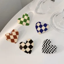 

1Pcs Chessboard Hair Clips For Women Sweet Style Hairpin Girls Side Clip Ladies Heart Duckbilled Barrettes Headwear Accessories