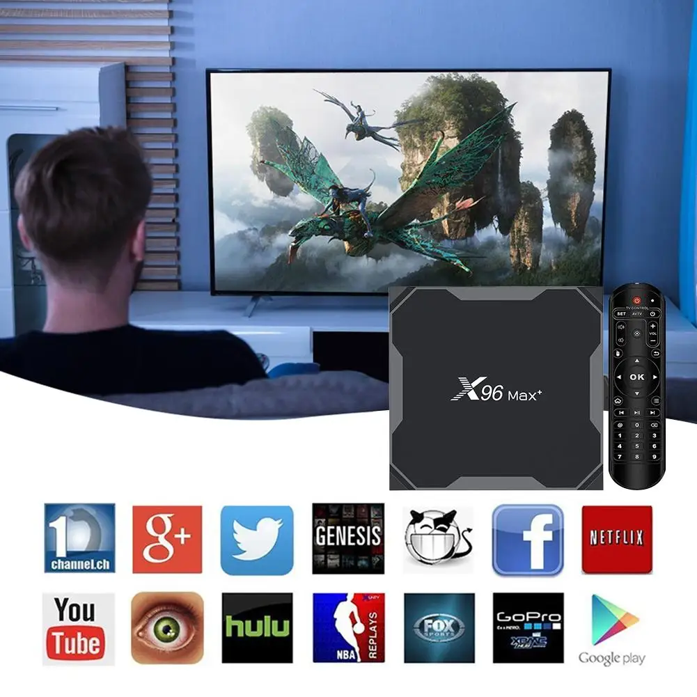 Двойной HDMI tv Box 64-битный четырехъядерный HD сетевой плеер 4 Гб 64 Гб телеприставка для системы Android 9,0