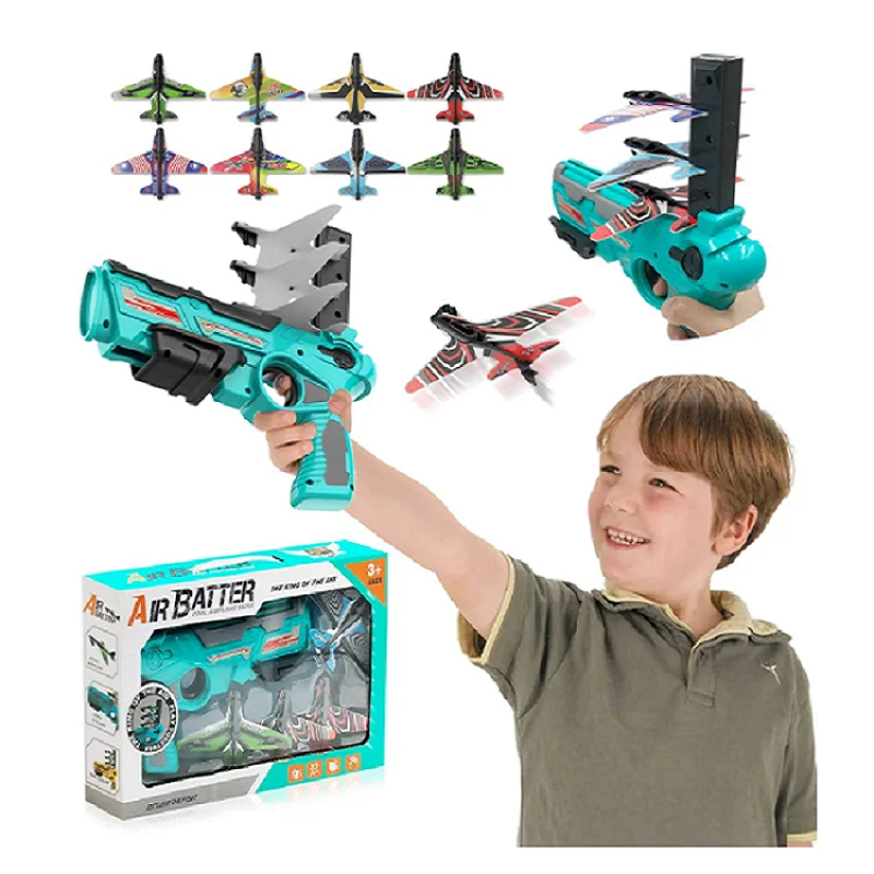 

Boy Foam Catapult Airplane Children Outdoor Toy Launcher Glider Model Bubble Ejection Plane Kid Shooting Aircraft Gun Toys Sport