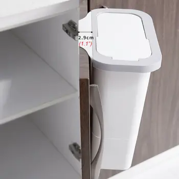 

1x PP Kitchen Cabinet Trash Can Door Hanging Waste Bin Trash Can Wall Mounted Garbage Basket Slide Cover Design