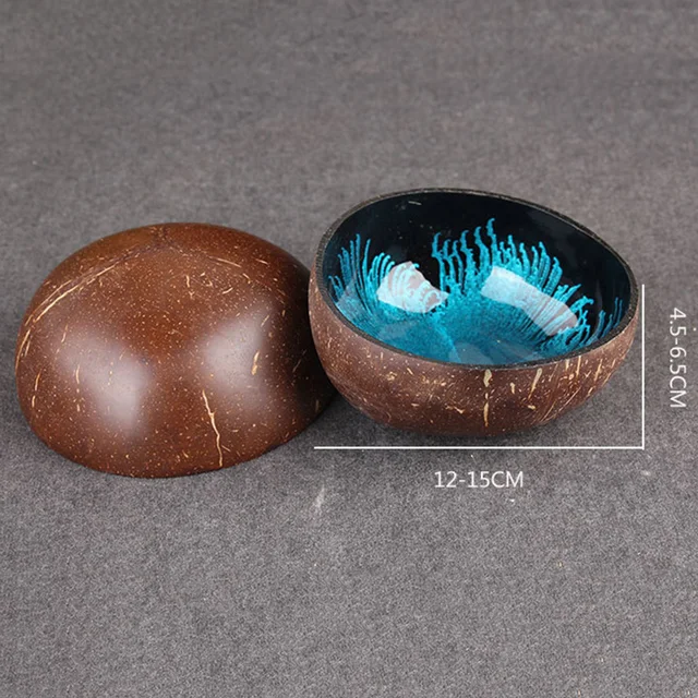Natural Superior Coconut Bowl Splash Ink Coconut Shell Candy Storage Bowl Container Desk Ornament Creative Handicraft Decoration 6