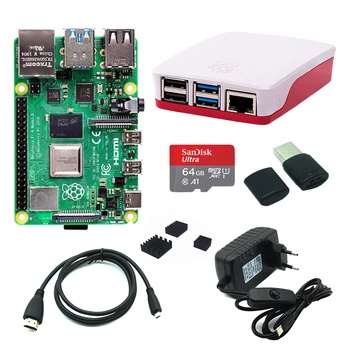 

Original Raspberry Pi 4 Model B 2/4GB RAM +Official Case + Heat Sink + Power Adapter + 32/64 GB SD Card + HDMI Cable for RPI 4B