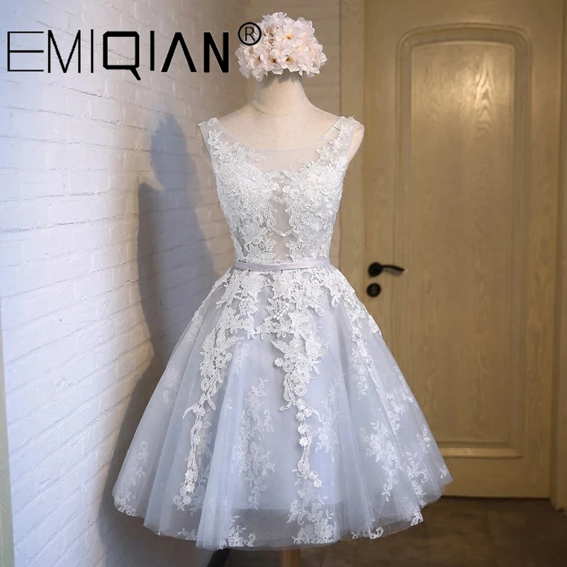 New Short Pink Lace Flower Banquet Formal Dress, Wedding Reception Dress for the Bride, Lace Short Cocktail Party Gown
