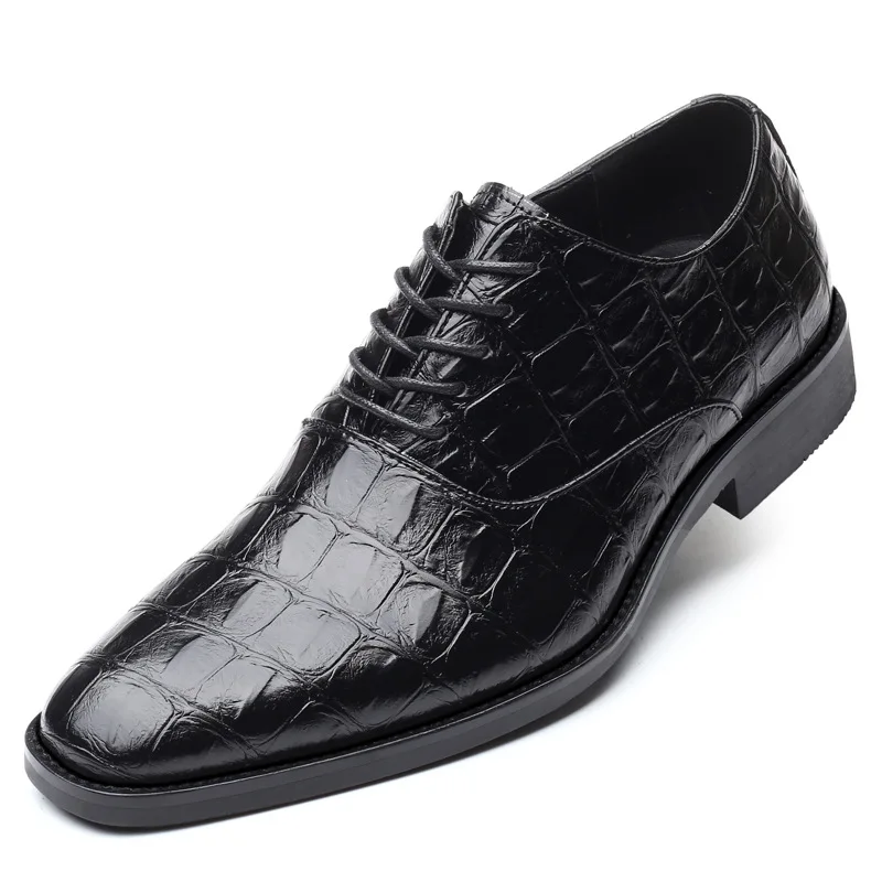2019 Men Formal Shoes Office Social Designer Men's Crocodile Genuine Leather Wedding Luxury Elegant Male Business Dress Shoes