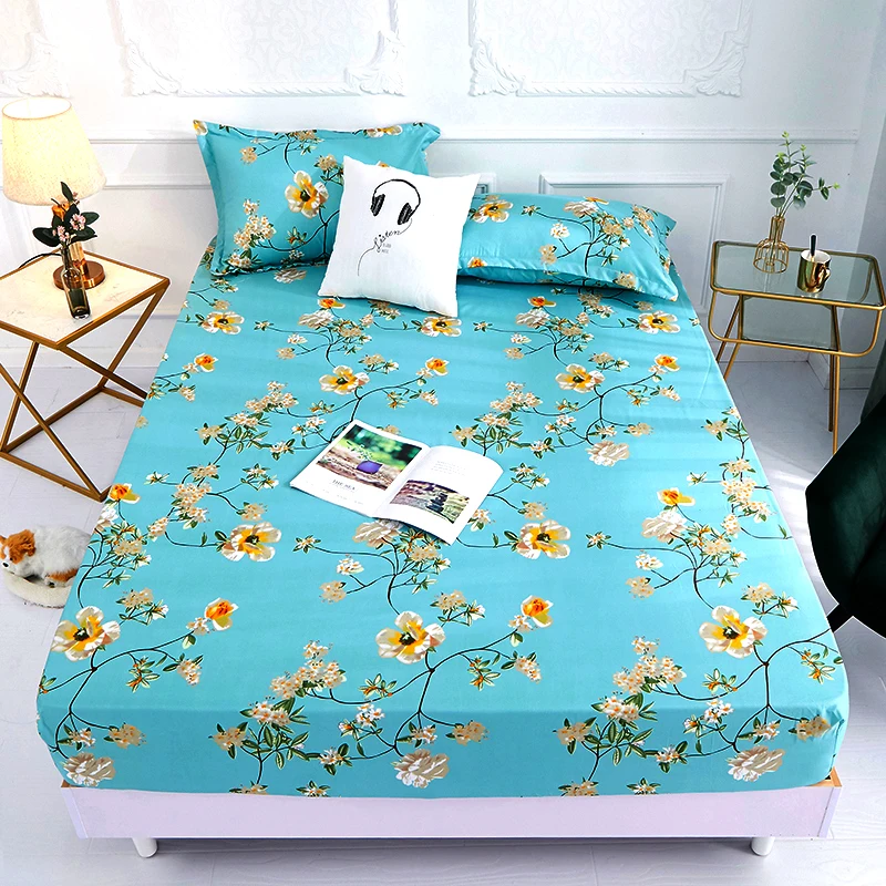 1pcs 100%Polyester Printed Solid Fitted Sheet Mattress Cover Four Corners With Elastic Band Bed Sheet|fitted sheet|mattress sheetprint fitted sheet - AliExpress