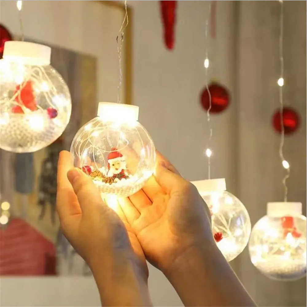 

3 Meters AC220V LED Curtain Lights Hanging Decorative String Light Santa Claus Snowman Wishing Ball Shop Window Christmas Tree